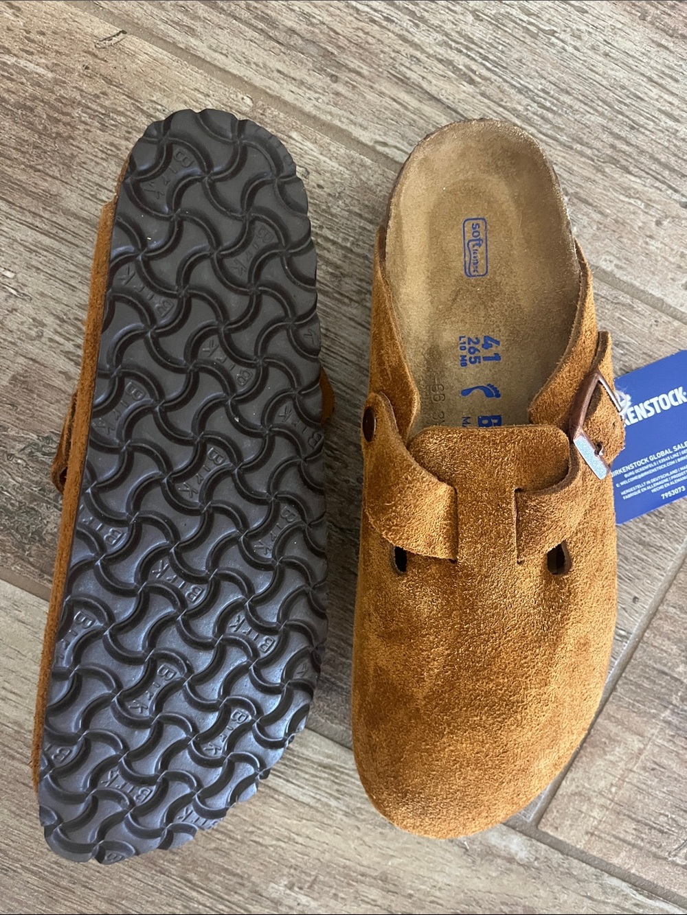 Birkenstock Suede Clogs in Cognac Brown 41 NWT - Picture 5 of 9